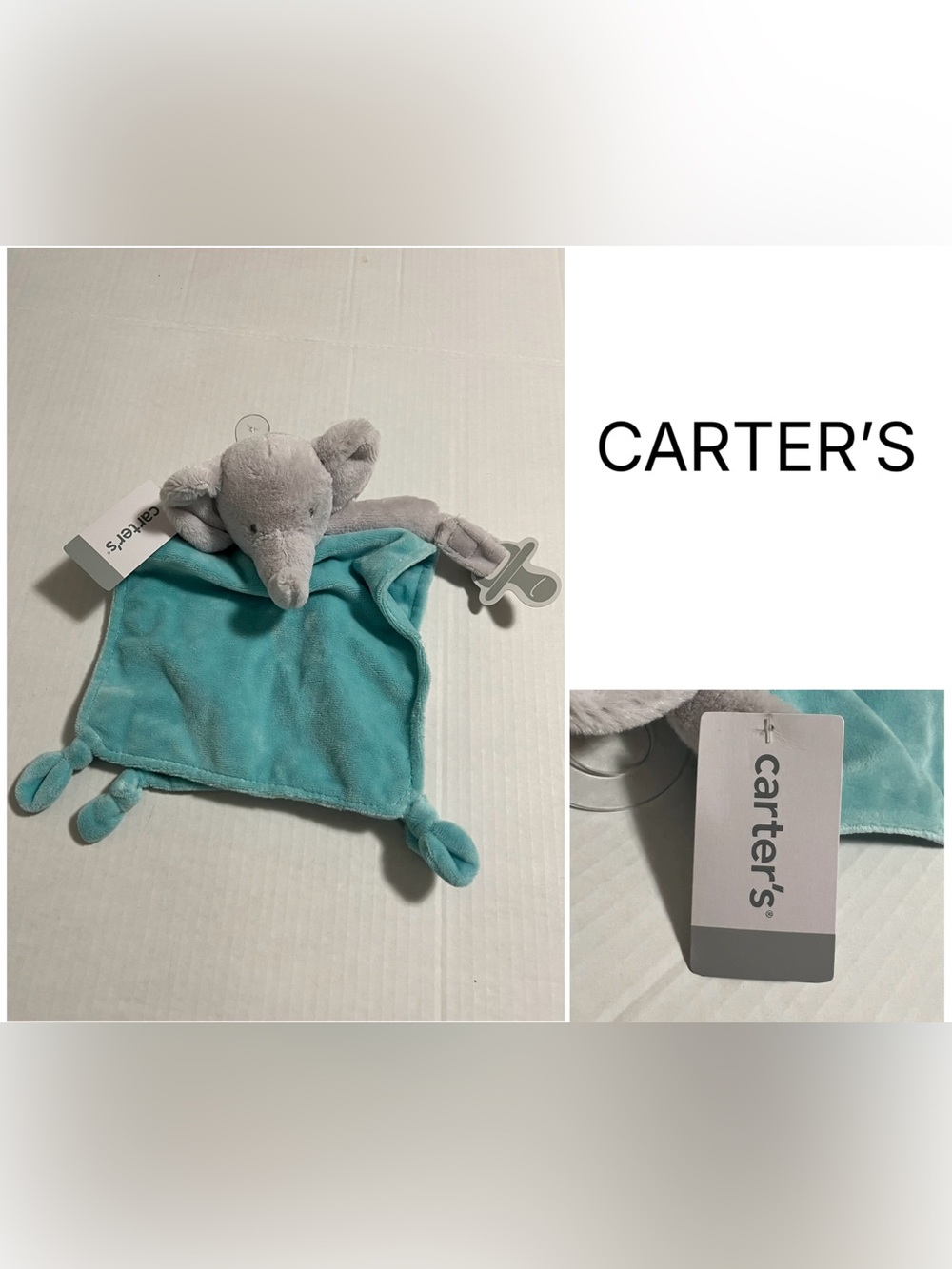 CARTER’S - NWT - INFANT TEAL
BLUE ELEPHANT PLUSH SNUGGLE LOVEY BLANKET
